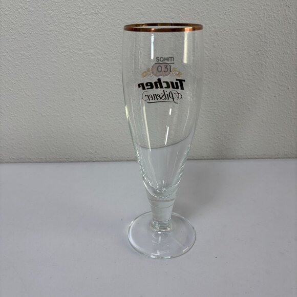 Tucher Pilsener 0.3L German Beer Glass Footed Gold Rim Barware - Picture 4 of 8